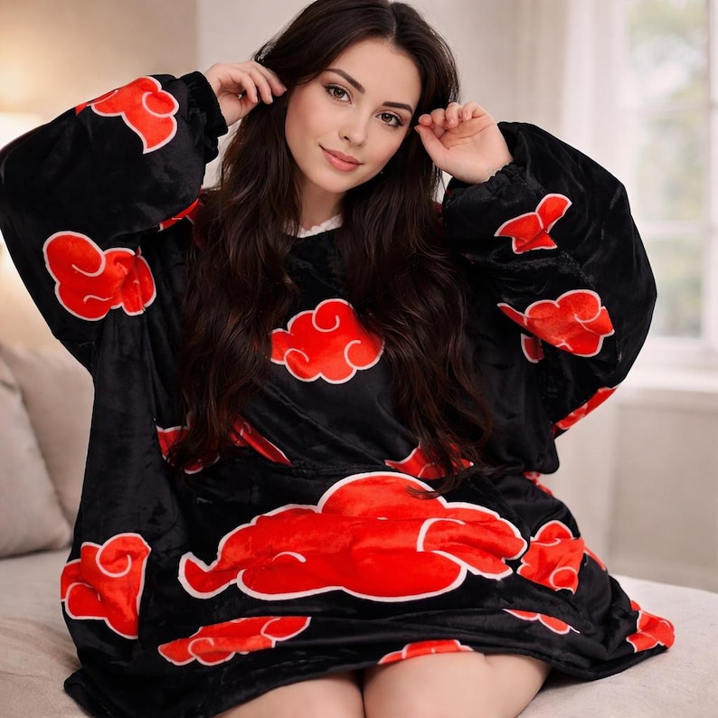 Unisex Anime Blanket Hooded Flannel Pajamas