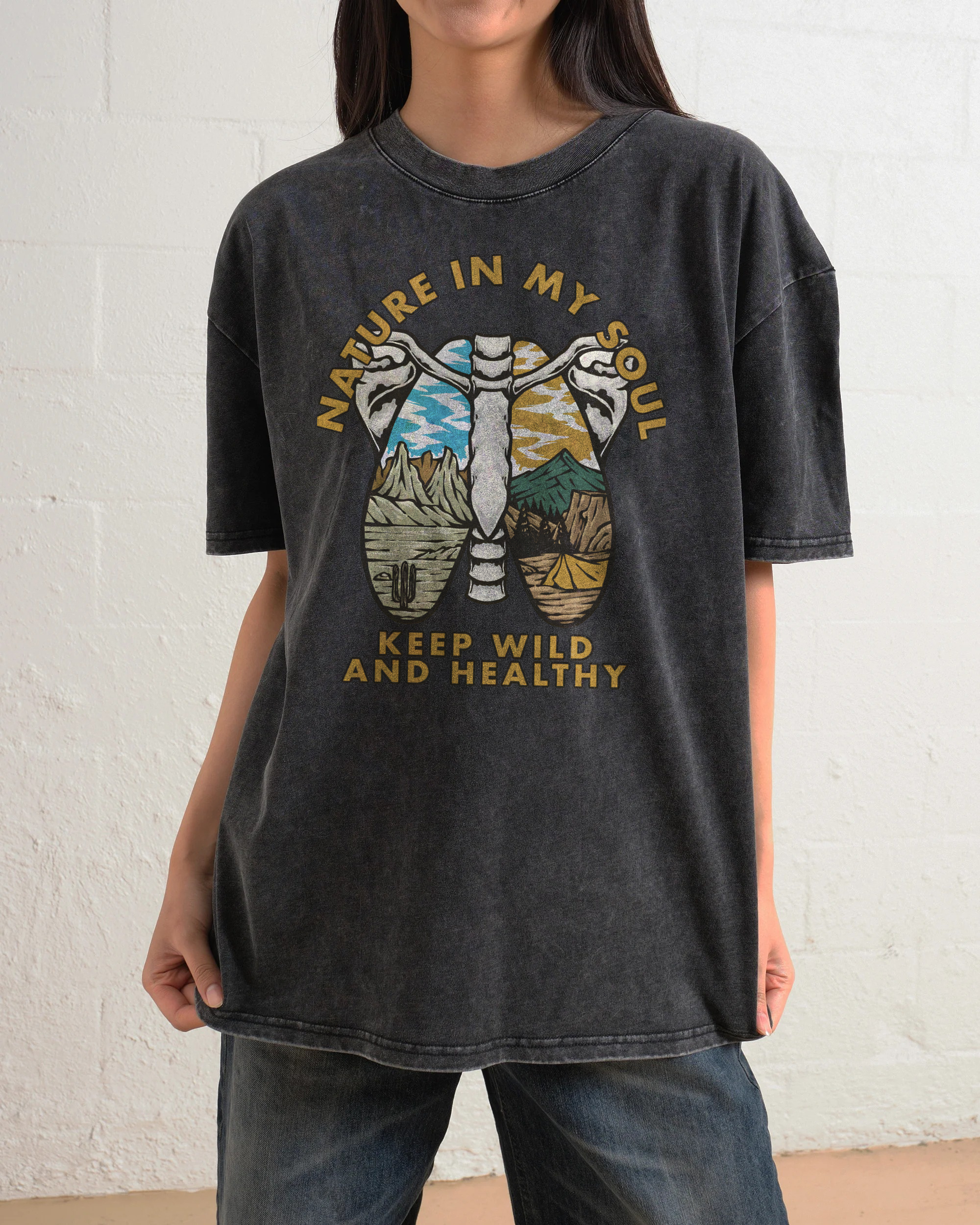 Washed T-Shirt | Landscape Unisex Fit Nature In My Soul | TIDESENCE