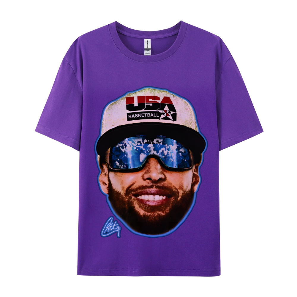 Unisex-Adult Ultra  Washed T-Shirt Graphic "Chef Curry" Team USA Big Face T-Shirt