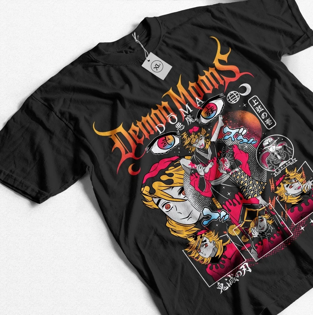 Anime Doma Demon Slayer Tanji Black T-Shirt 