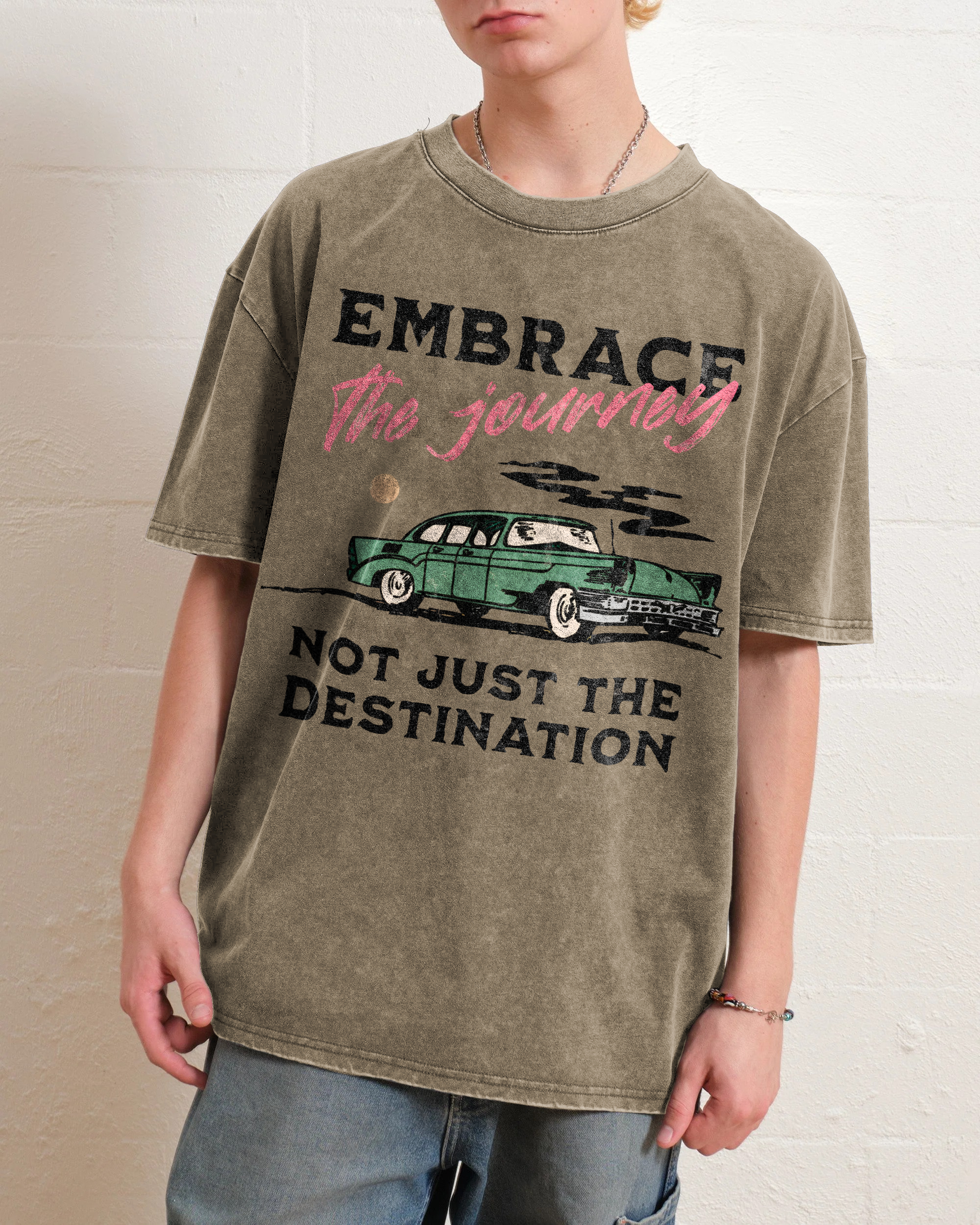 Washed T-Shirt | Unisex Fit Embrace The Journey | TIDESENCE