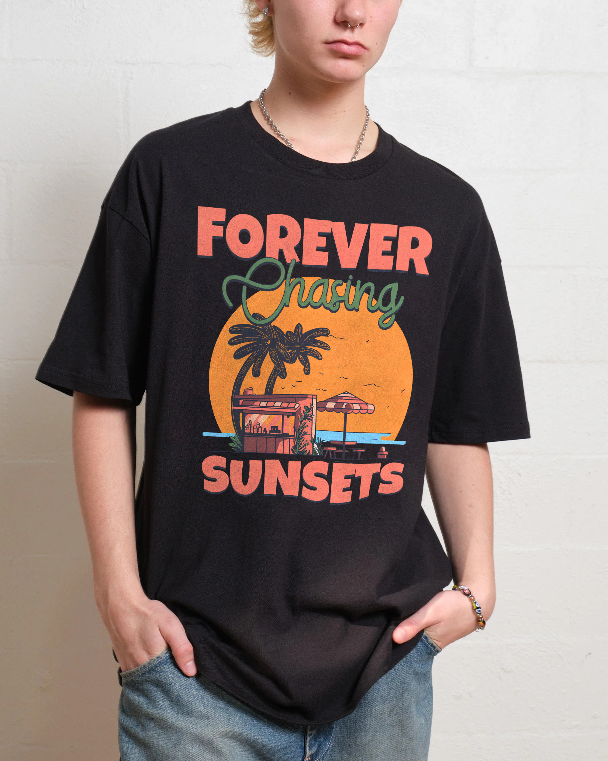 Cotton T-Shirt | Landscape Unisex Fit Forever Chasing Sunsets | TIDESENCE