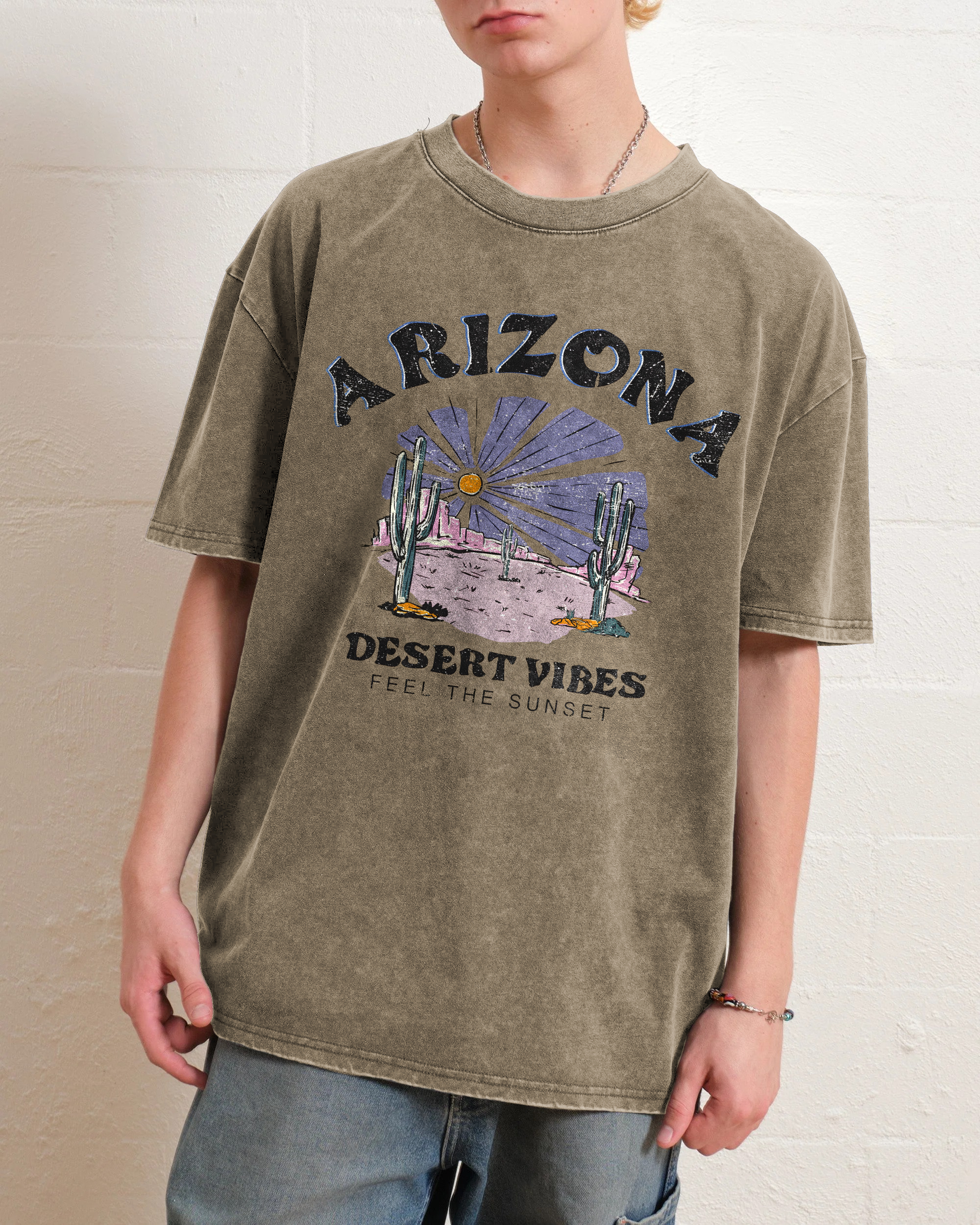 Washed T-Shirt | Arizona Unisex Fit Desert Vibes | TIDESENCE