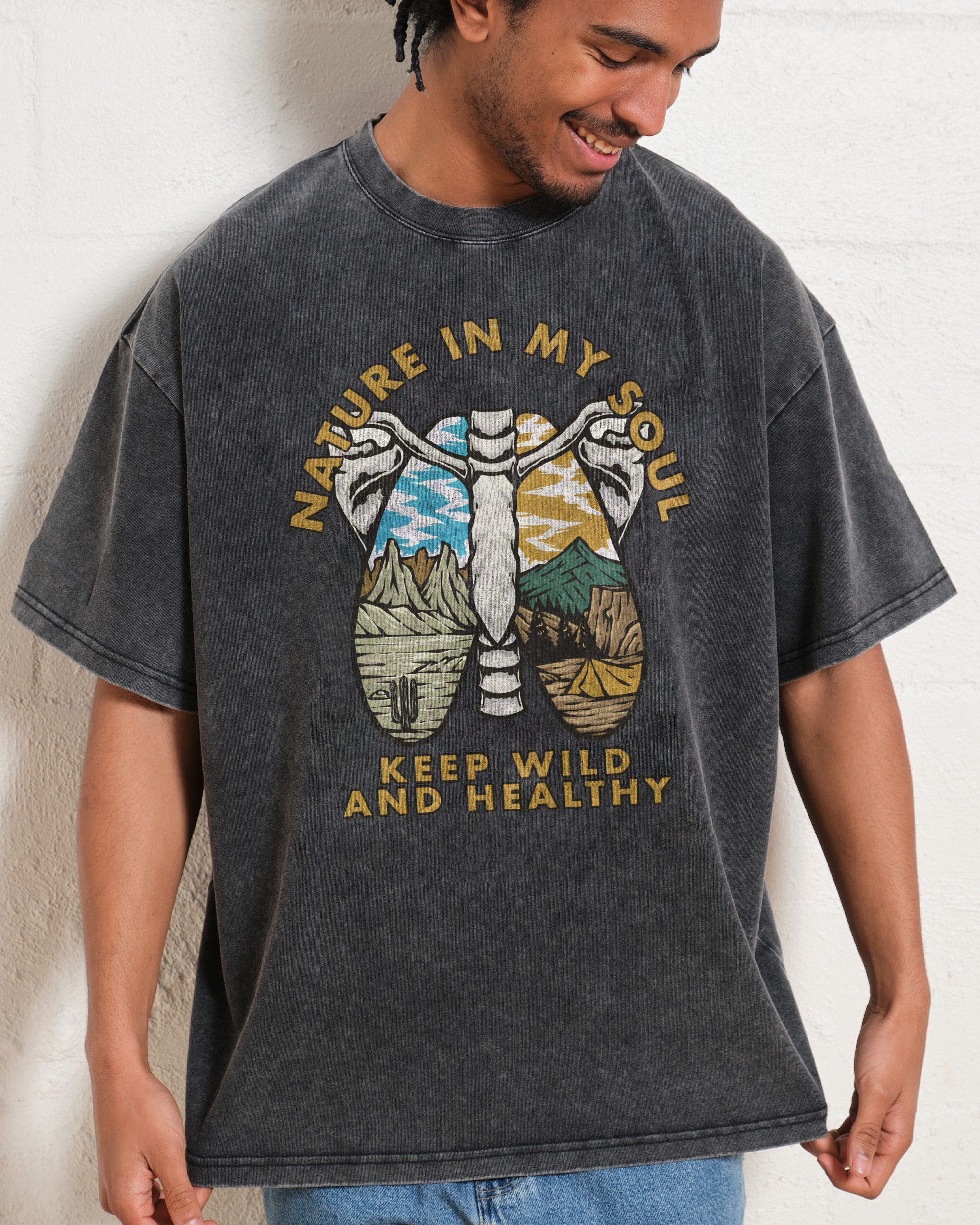 Washed T-Shirt | Landscape Unisex Fit Nature In My Soul | TIDESENCE