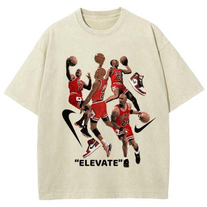 Unisex-Adult Ultra Cotton Washed T-Shirt Graphic ELEVATE Michael Jordan Tee