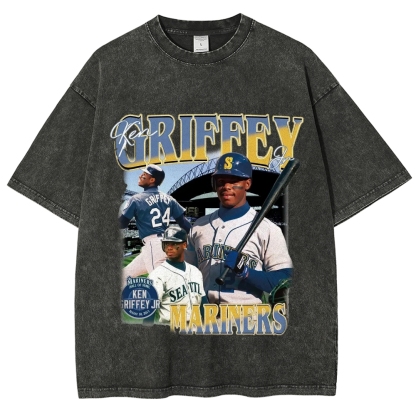 Unisex-Adult Ultra Cotton Washed T-Shirt Graphic  KEN GRIFFEY JR TEE 