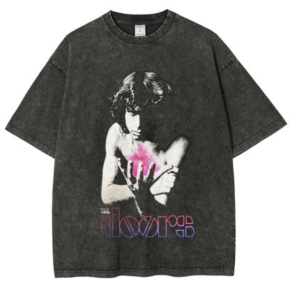 Unisex-Adult Ultra Cotton Washed T-Shirt Graphic  JIM MORRISON THE DOORS TEE 