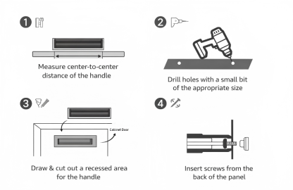 Kitchen Aluminum Alloy Finger Recessed Cabinet Pulls