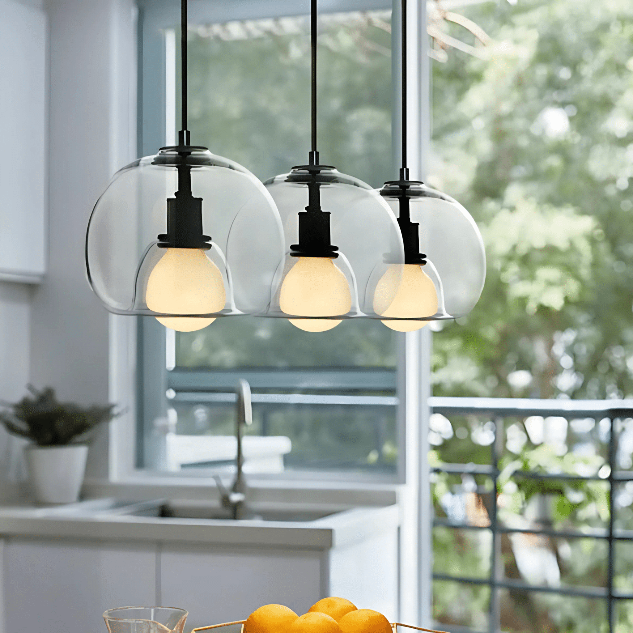 Handblown Glass Plug-in DIning Room Pendant Light