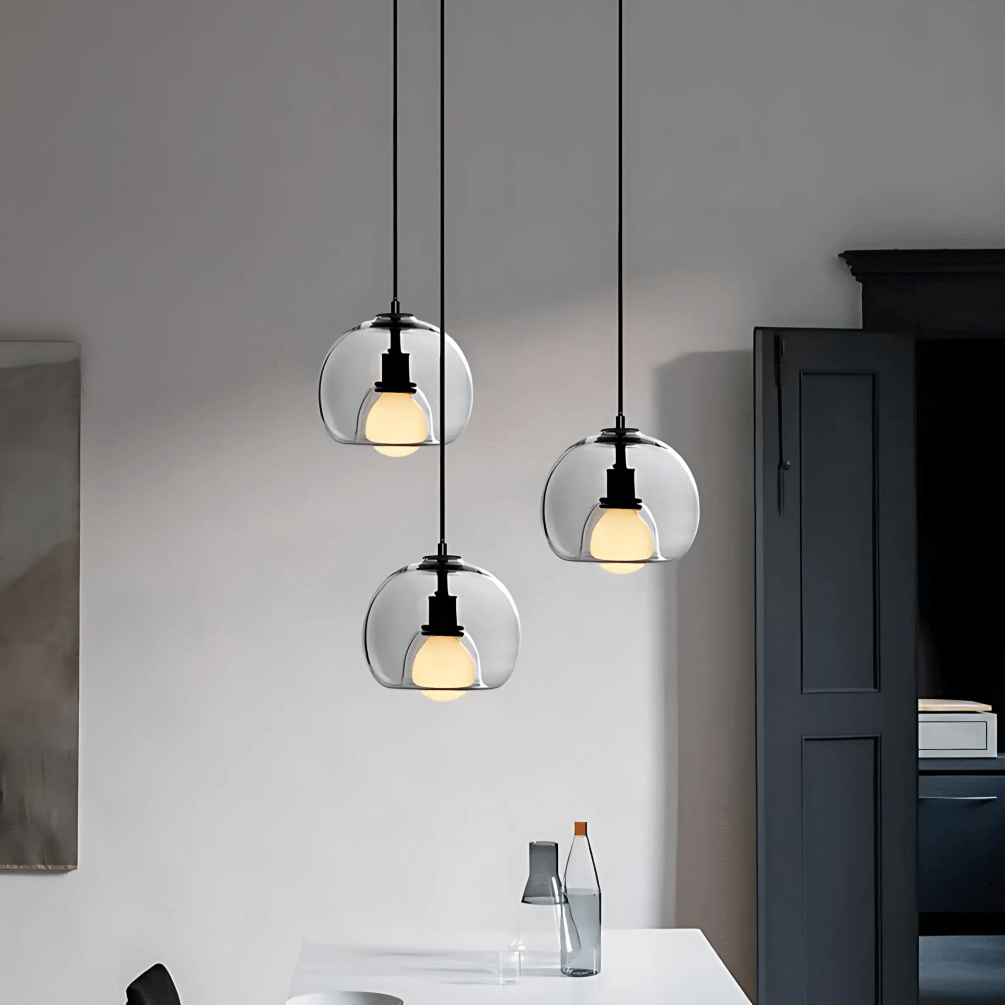 Handblown Glass Plug-in DIning Room Pendant Light