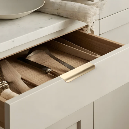 20 Pack Modern Invisible Metal Cabinet Edge Pulls for Kitchen Drawers