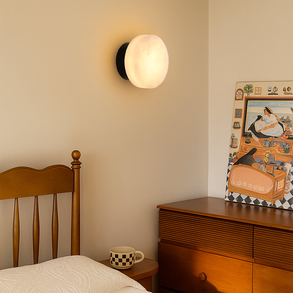 Natural Marble Round Living Room LED Wall Light