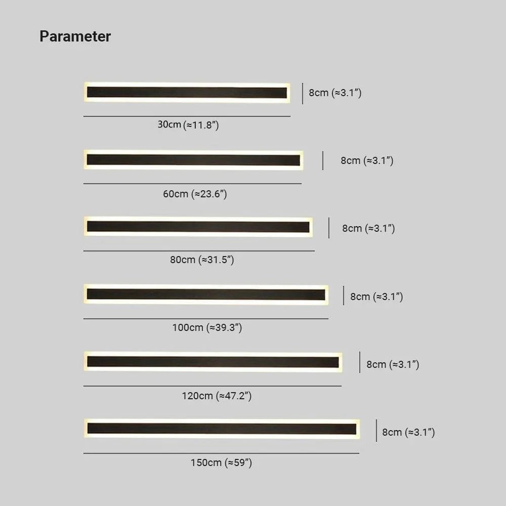IP65 Modern Long Stripe Black Outdoor LED Porch Wall Lights