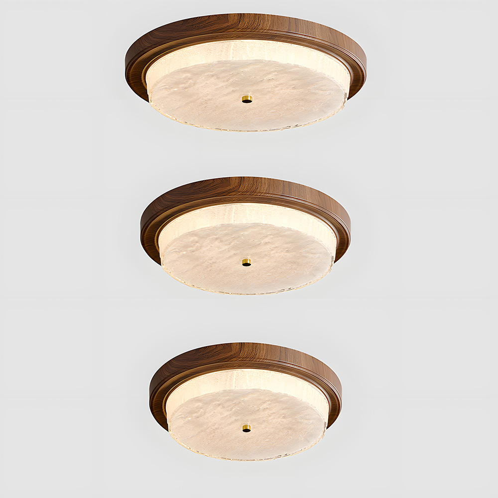 Vintage Round Wood Grain Led Living Room Ceiling Light