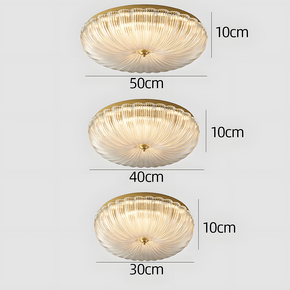 Art Decor Brass Glass Living Room Flush Mount Ceiling Lights
