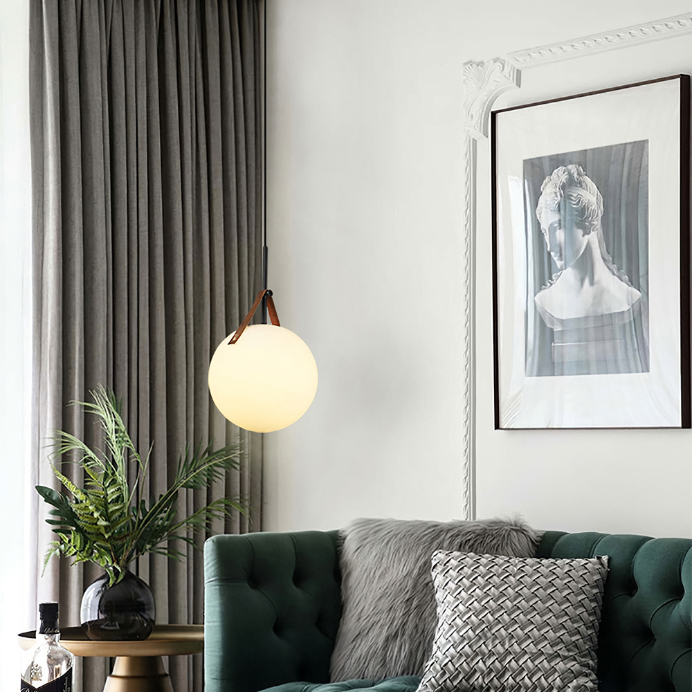 Modern White Glass Metal Pendant Light Hanging Ceiling Light