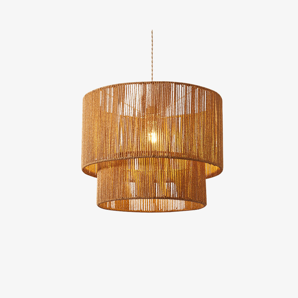 Rustic Industrial Pendant Light with Hemp Rope Iron Frame