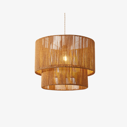 Rustic Industrial Pendant Light with Hemp Rope Iron Frame