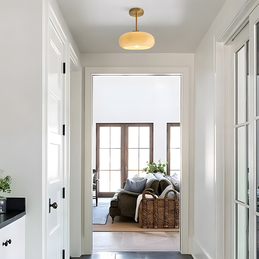 Modern Style Glass Flush Mount Ceiling Light with Gold Base