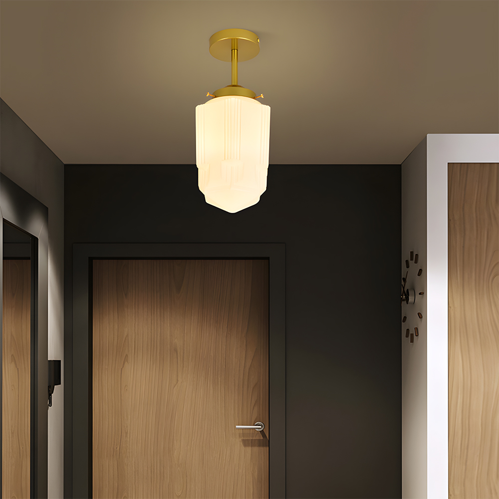 Vintage Glass White Flush Mount Ceiling Light For Bedroom