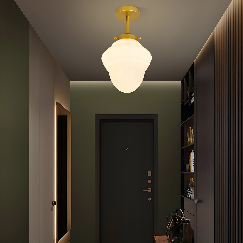 Vintage Glass White Flush Mount Ceiling Light For Bedroom