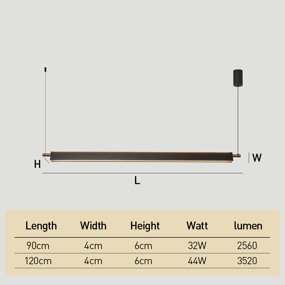 Minimalist Modern LED Black Up-and-Down Lighting Linear Pendant 