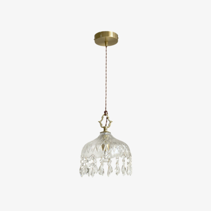 French Vintage Crystal Glass Pendant Light
