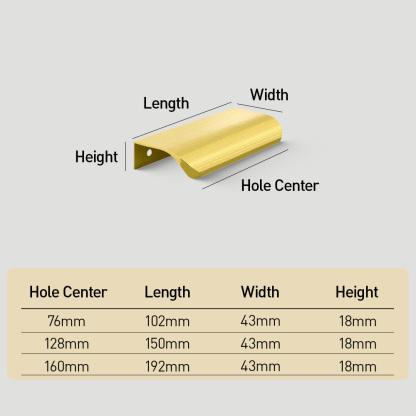 Modern Brushed Brass Gold  Edge Finger Pulls