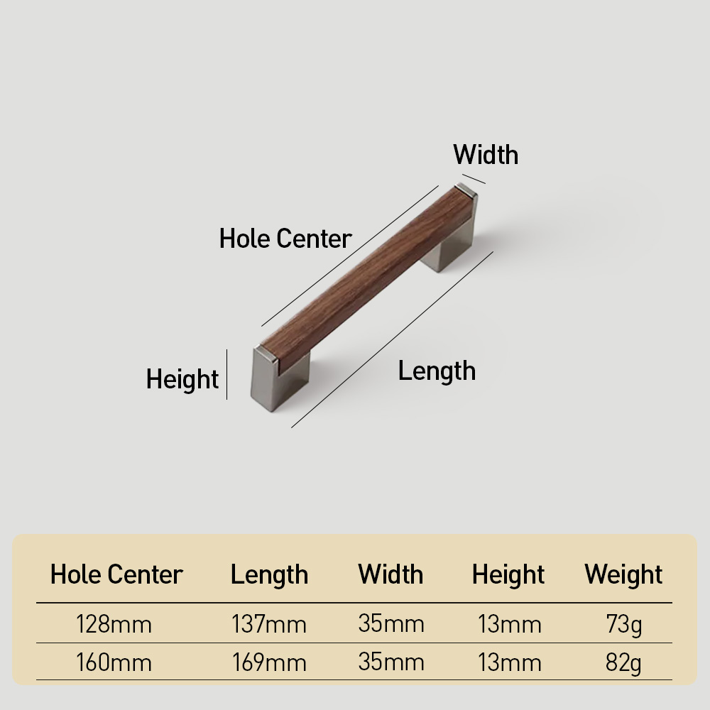 Wood Grain Black Drawer Pulls Kitchen Cabinet Handles