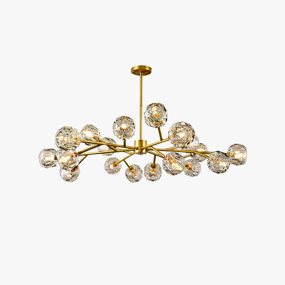 Modern Luxury Crystal Brass Molecule Chandelier Ceiling Light for Living Room