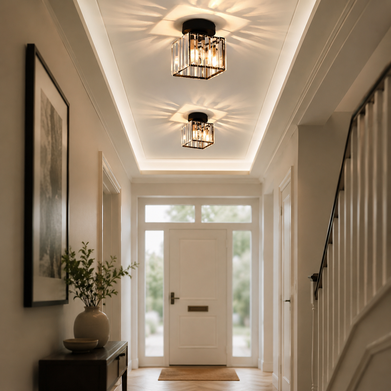 Luxury Crystal Black Hallway Ceiling Light