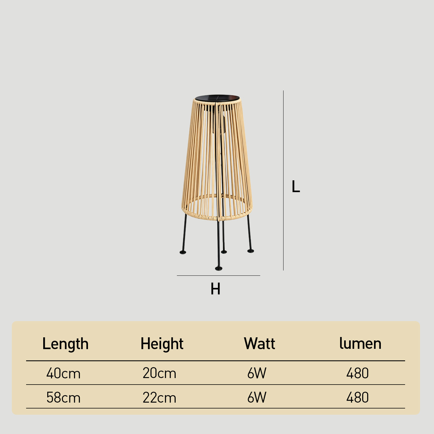 Natural Rattan Waterproof Solar Floor Lantern Outdoor Lawn Lamp