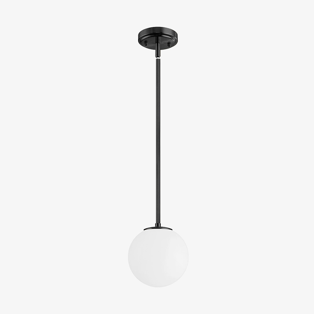 Farmhouse Black Pendant Light with Milk White Glass Globe