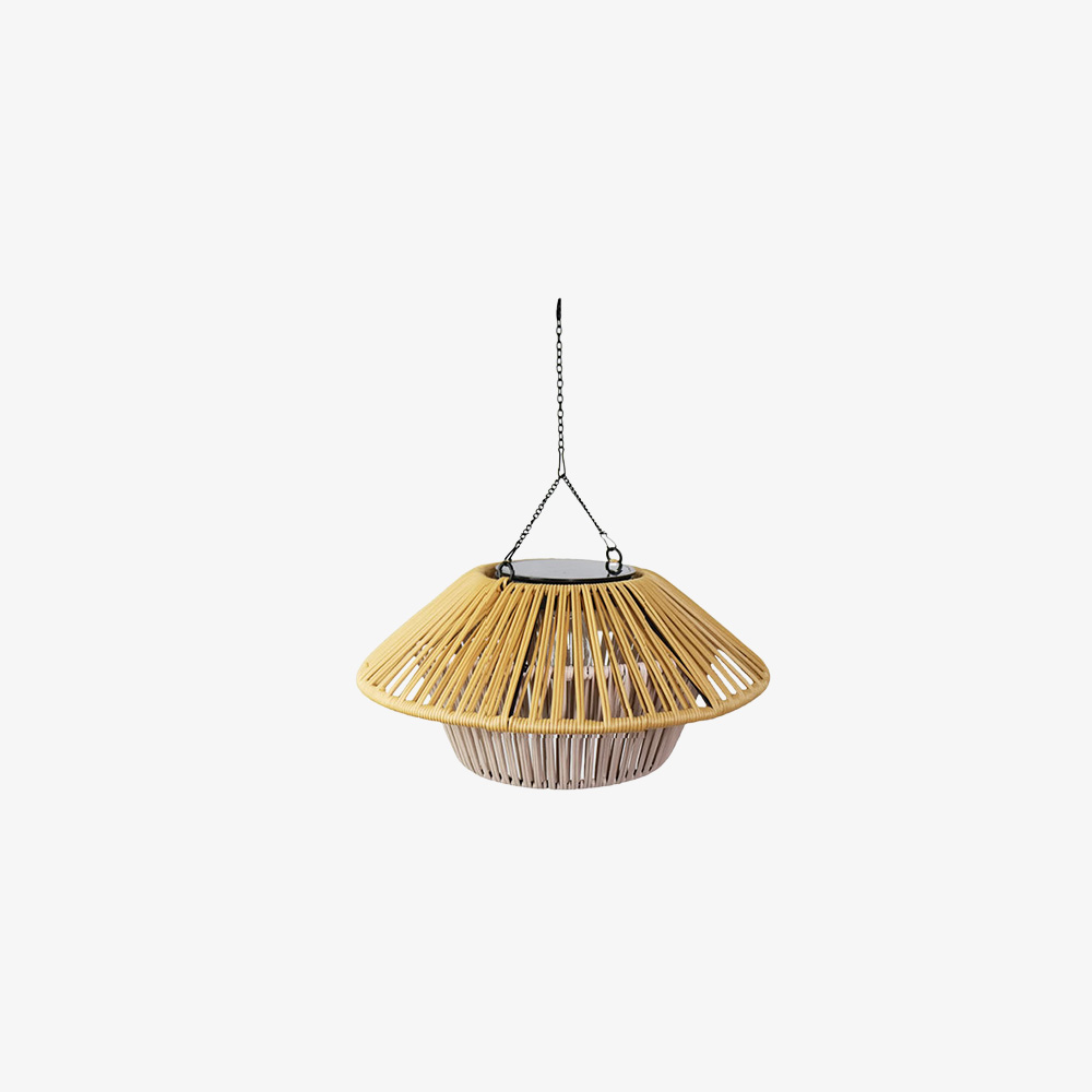 Rustic Solar Powered Rattan Hanging Light
