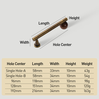 Warm Minimalist Brushed Brass Wood Cabinet Pulls
