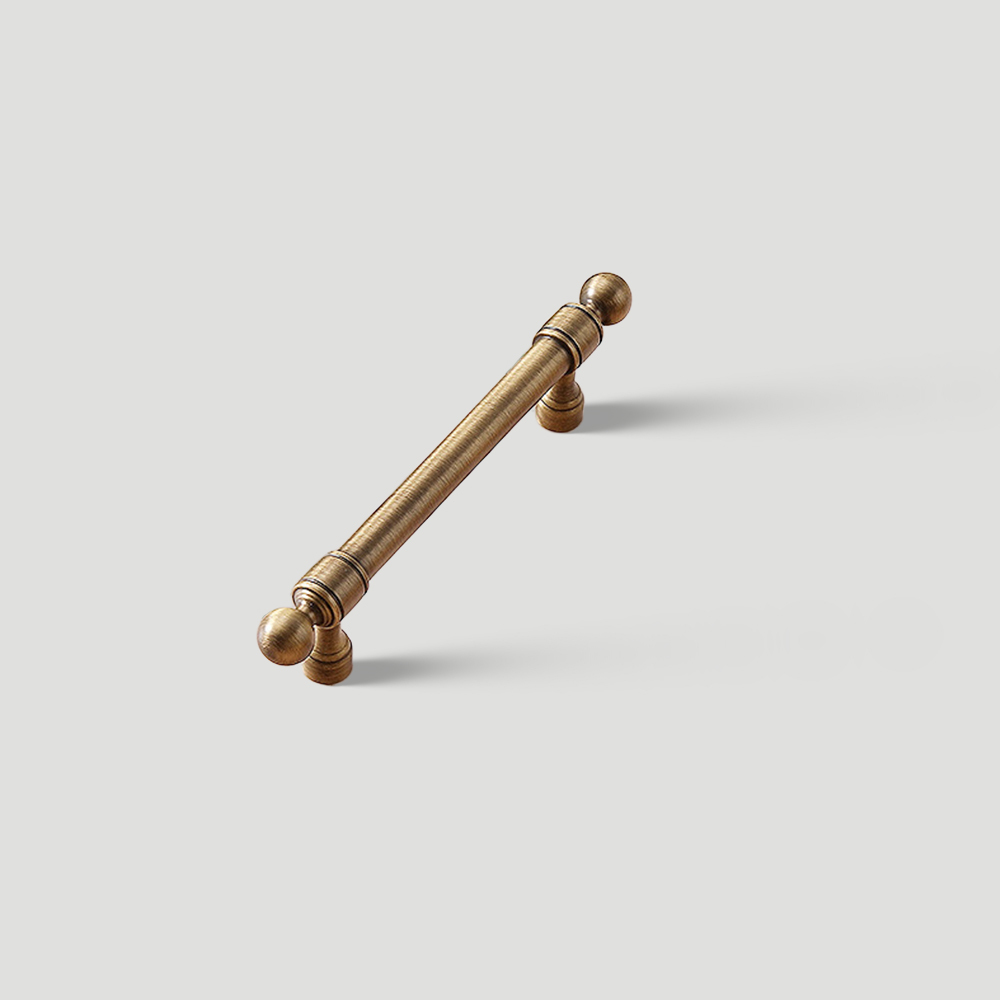 French Vintage Solid Antique Brass Ball-End Cabinet Pulls