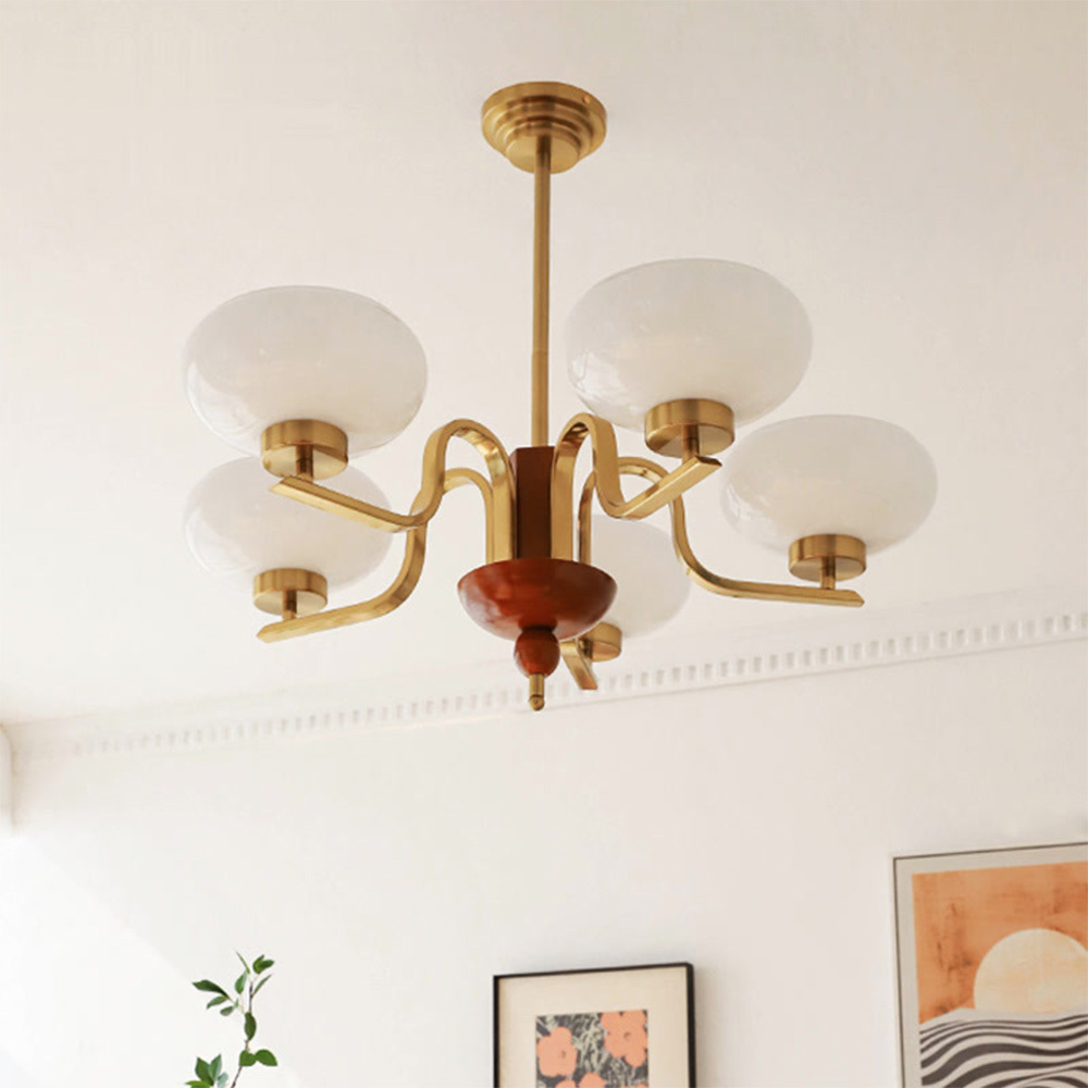 [Copy]Medieval Ball Glass Iron Brown Living Room Chandelier