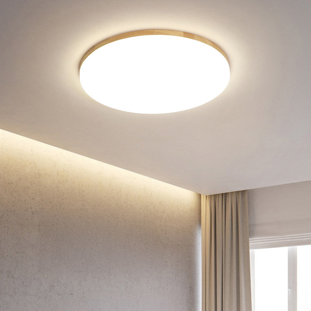 Scandinavian Wooden LED Square Flush Mount Ceiling Light 