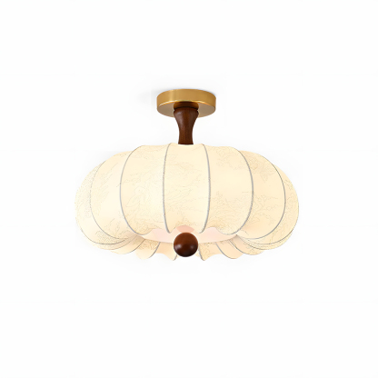 Contemporary Scandinavian Style White Fabric Flush Ceiling Light