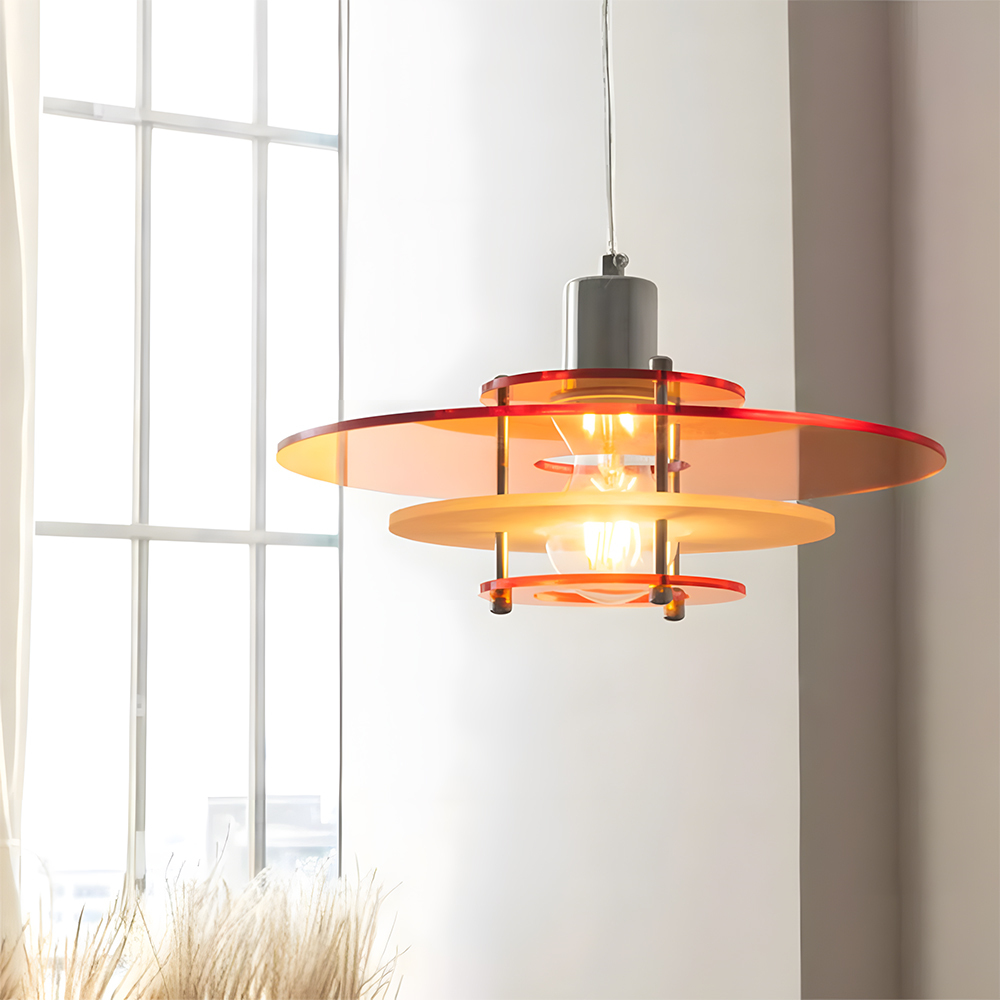 Modern UFO Pendant Light Iron Acrylic Multi-Layer Lamp