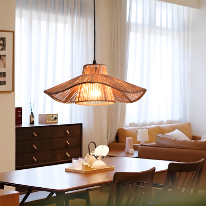 Modern Wooden Paper Woven Pendant Light for Kitchen