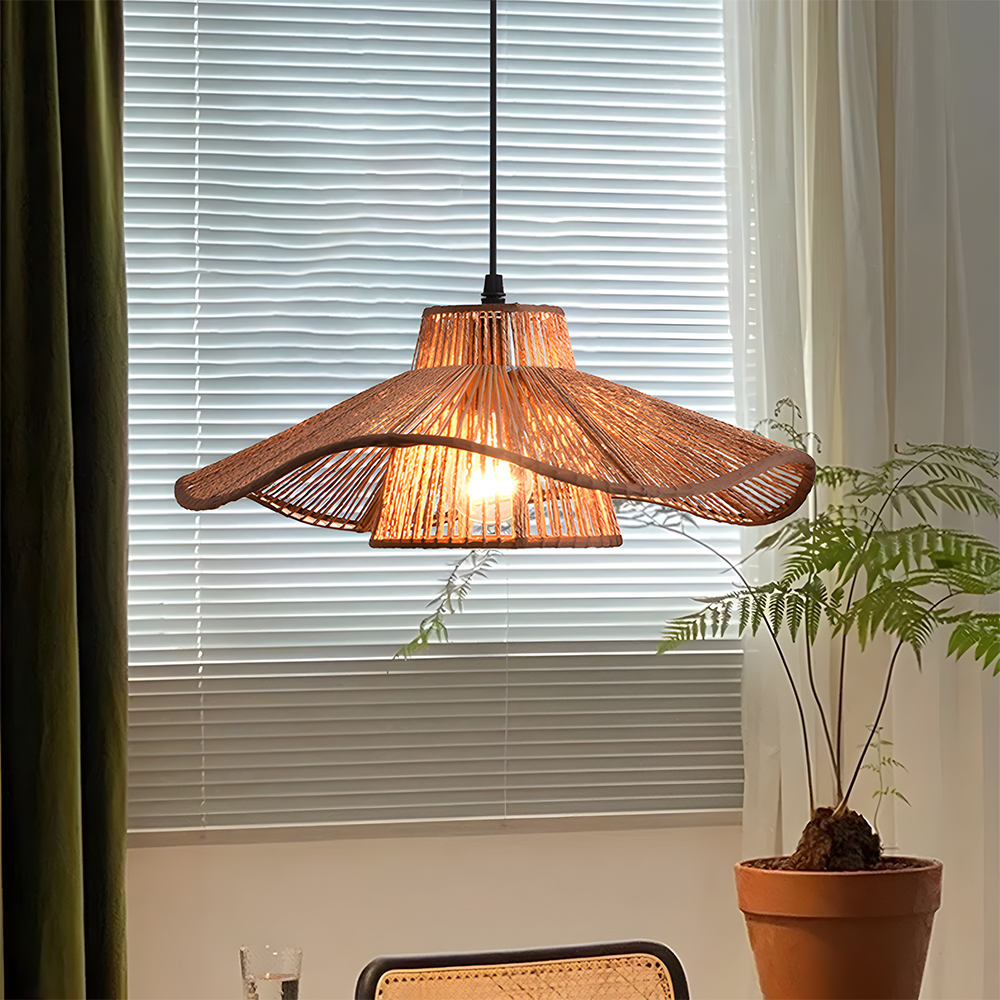 Modern Wooden Paper Woven Pendant Light for Kitchen