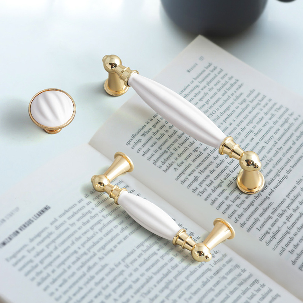 Modern Solid Zinc Alloy & Ceramic Cabinet Pulls