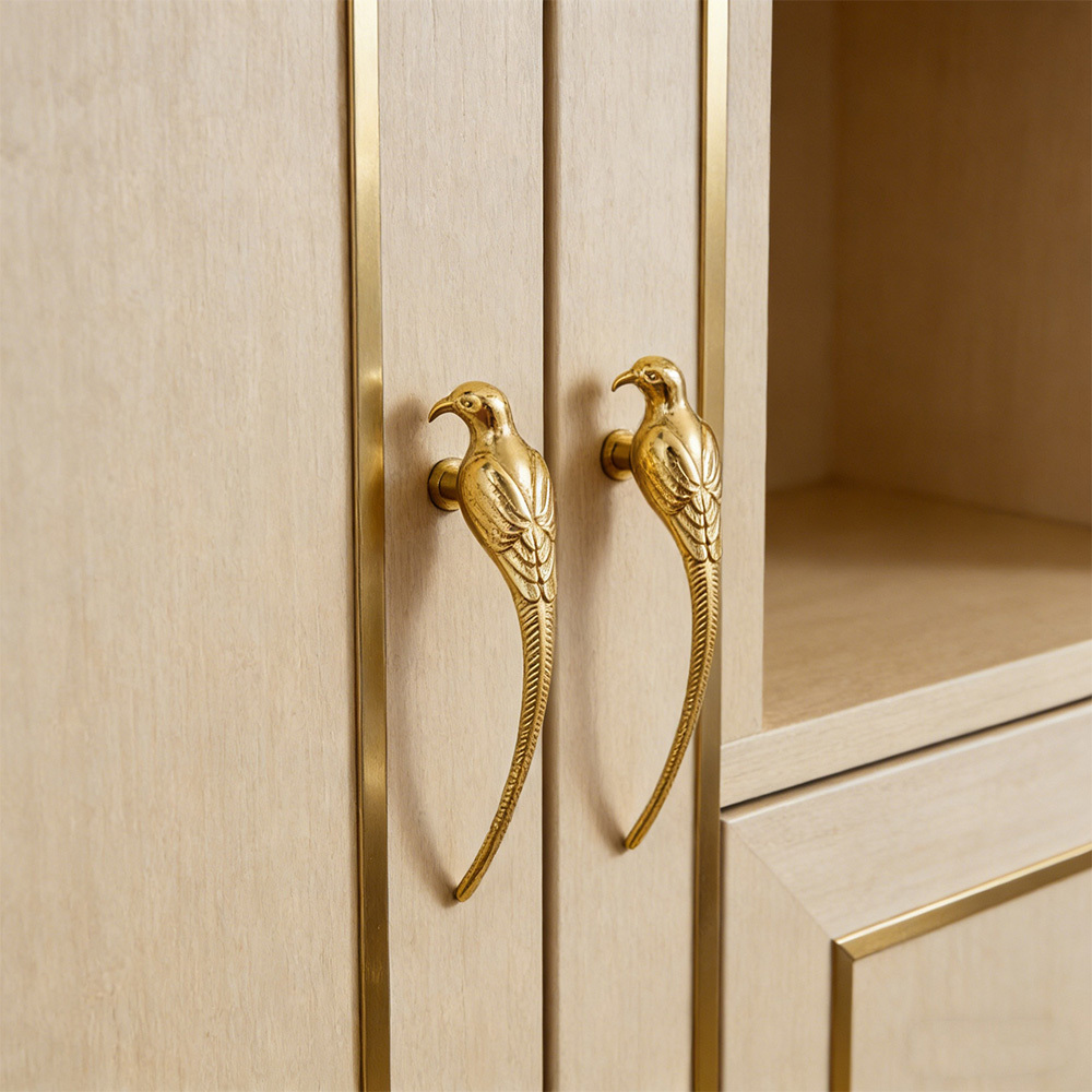 French Luxury Brushed Brass Bird Shape Cabinet Pulls