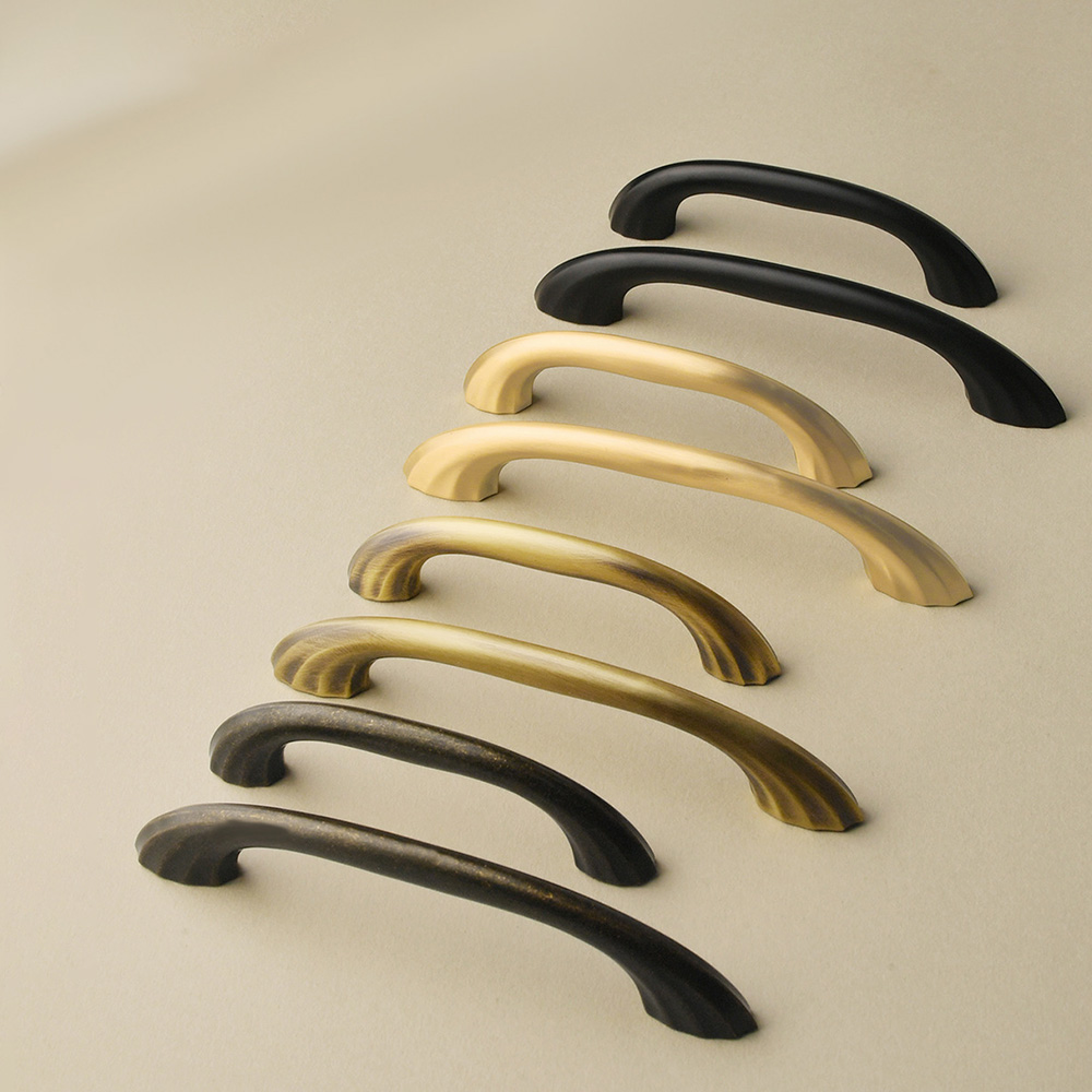 Modern Curved Black and Brass Arc Cabinet Pulls