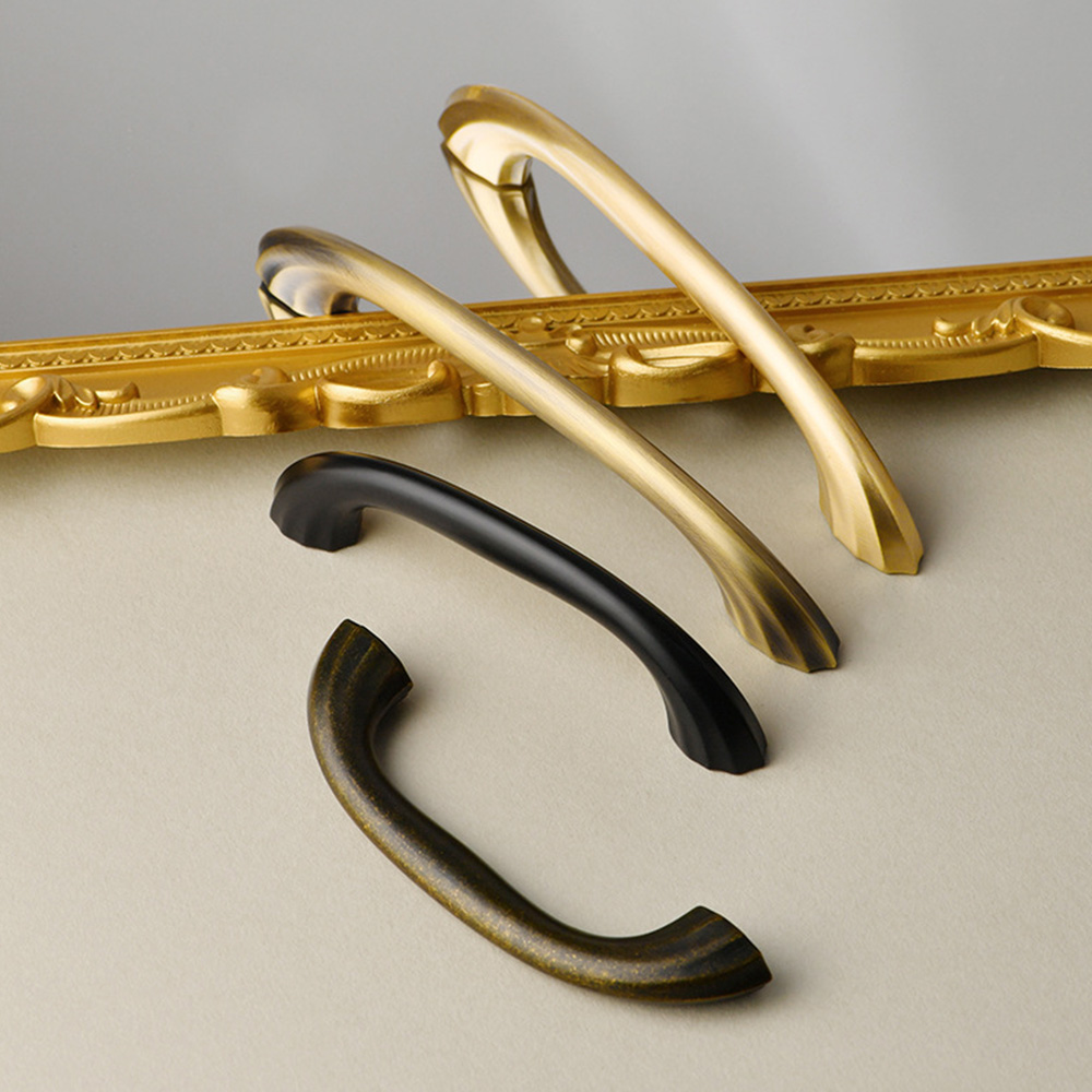 Modern Curved Black and Brass Arc Cabinet Pulls