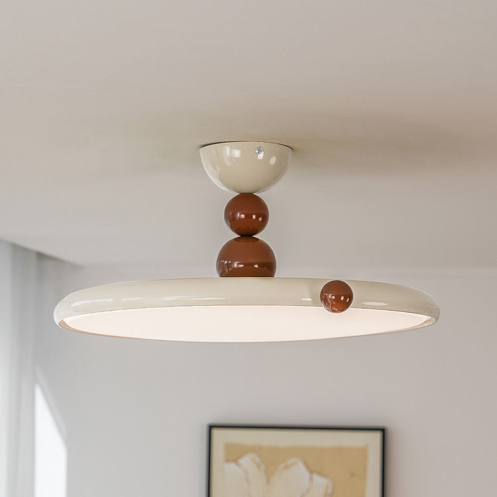 Stylish Cream Art Deco Round Flush Mount Ceiling Light