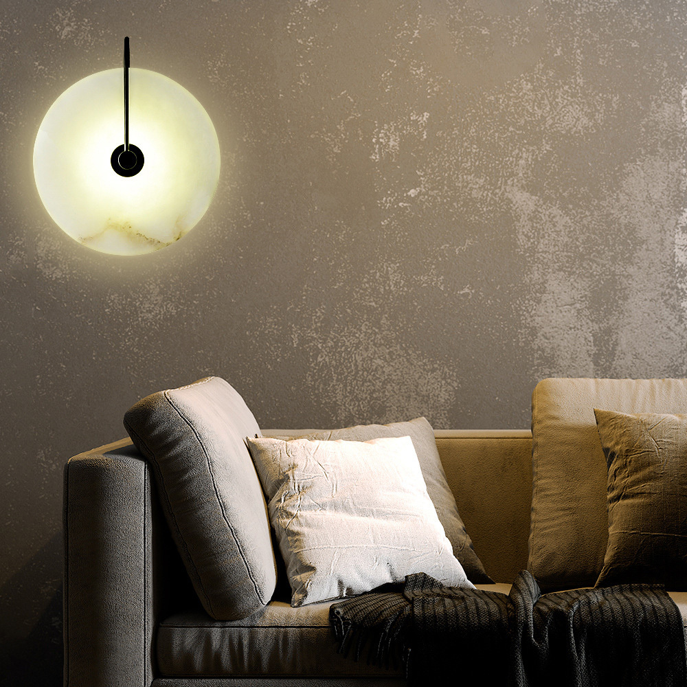 Simple Marble Round LED Bedroom Wall Light