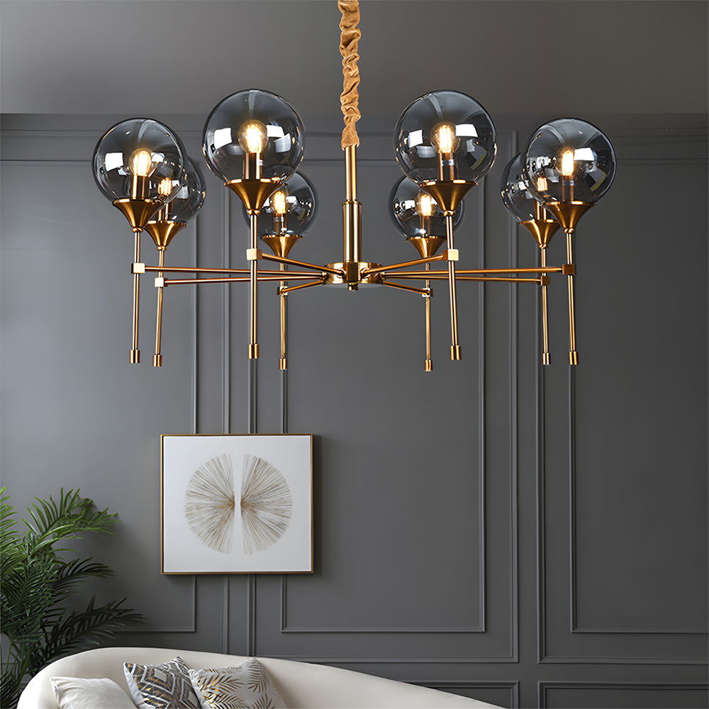 Elegant Modern Smoky Glass Sphere Chandelier