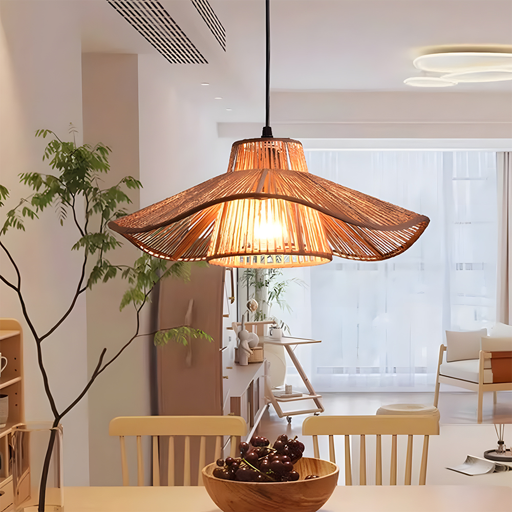 Modern Wooden Paper Woven Pendant Light for Kitchen